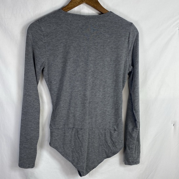 J. Crew Gray Long Sleeve Wrap Bodysuit in Size Medium. - Picture 4 of 12